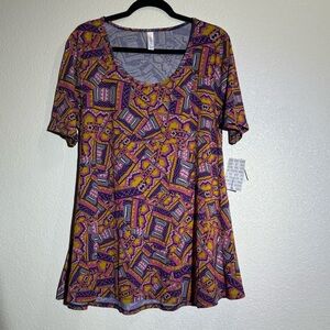 LuLaRoe - Perfect T - Multicolor Geometric Short Sleeve Top - Size Large - NWT